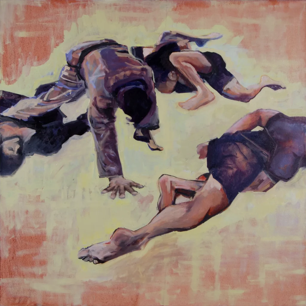 Oil on canvas figurative painting - Jamie Lee Wandel BJJ Series 03