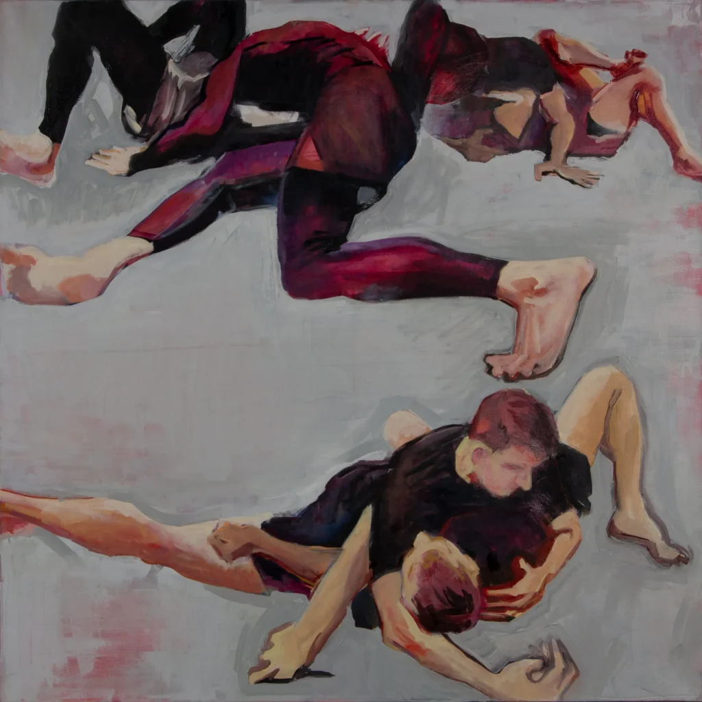 Oil on canvas figurative painting - Jamie Lee Wandel BJJ Series 04