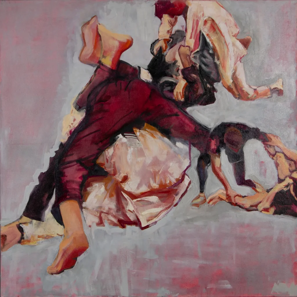 Oil on canvas figurative painting - Jamie Lee Wandel BJJ Series 06